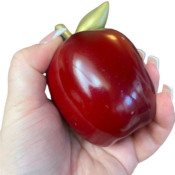 Wooden Red Apple Brass leaf Paperweight Home Decor - Set of two - Picture 4 of 8